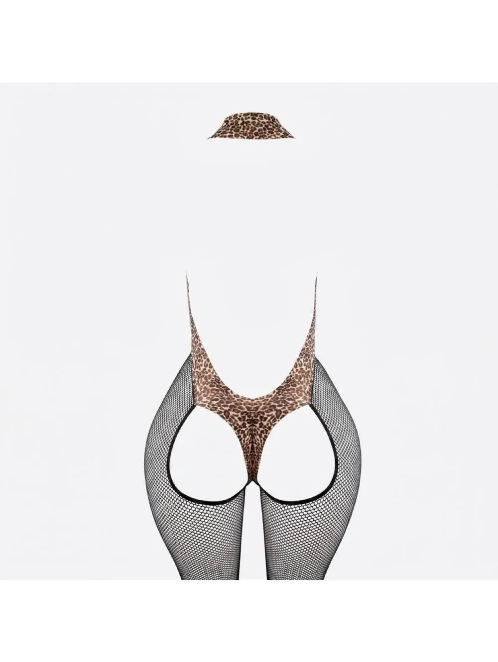 Leopard Trim Fishnet Bodystocking - EXOTIC DANCEWEAR